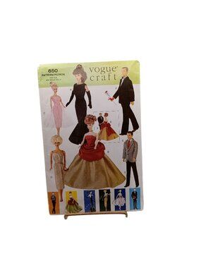Vogue Craft Vintage Fashion Doll Clothes Sewing Pattern 650 Formal & Retro Style